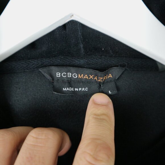 BCBGMAXAZRIA Velour Rhinestone Embroidered Rose Y2K Grunge Hoodie Large Velvet - Picture 4 of 7